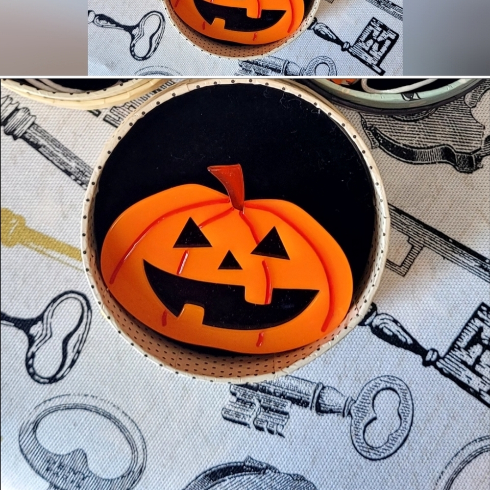 Halloween Pumpkin Brooch - Orange and Black